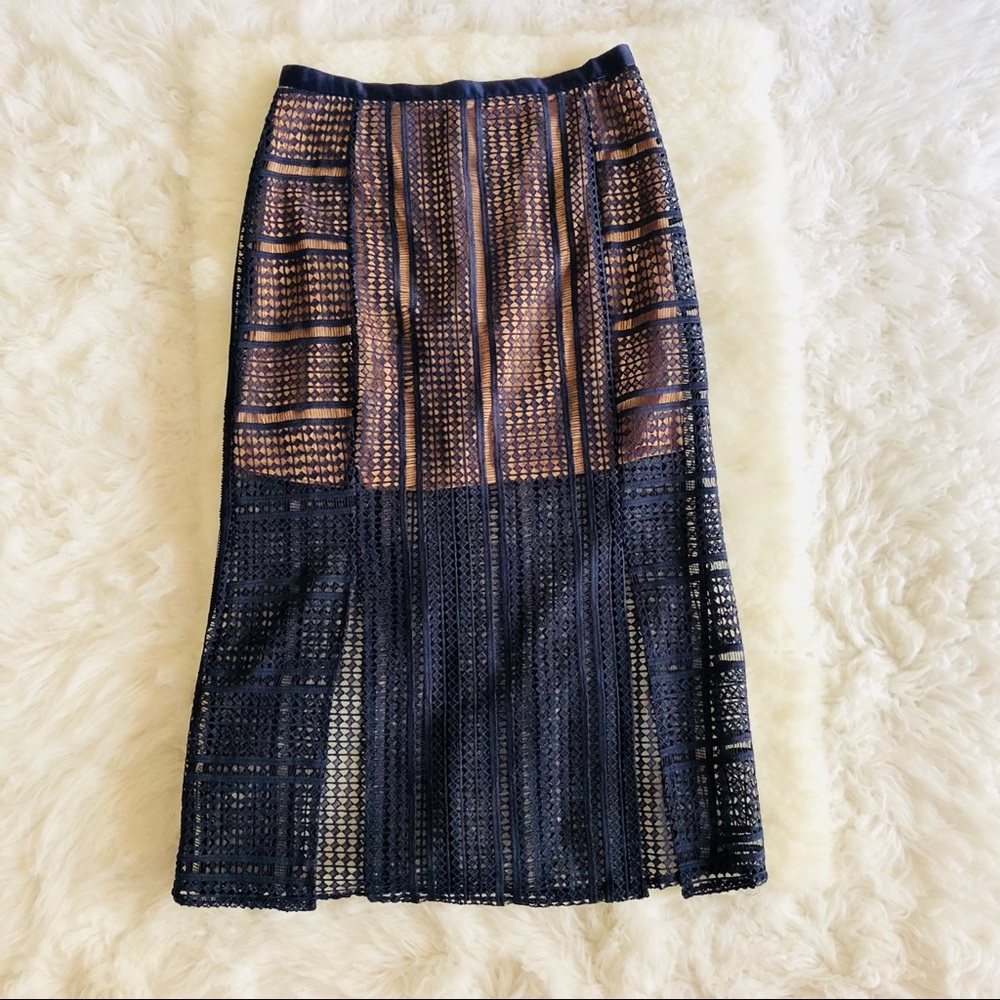 TOPSHOP Split Geo Lace Midi Skirt Sz 10 - Picture 8 of 8